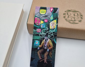 Illustrated Bookmark, Sci-fi Bookmarks, &quot;Electric Dreams&quot; Classic Cyberpunk 2-sided
