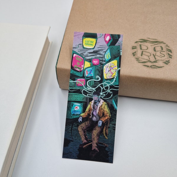 Illustrated Bookmark, Sci-fi Bookmarks, "Electric Dreams" Classic Cyberpunk 2-sided