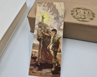 Marcador Riftwar, Marcadores de fantasía, "Pug y Kulgan" Ilustrado a 2 caras, Regalo de libro de calidad premium