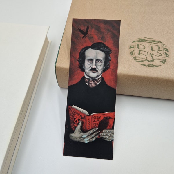 Edgar Allan Poe Bookmark, Illustrated, 2-sided, Premium Quality Gothic Bookmarks