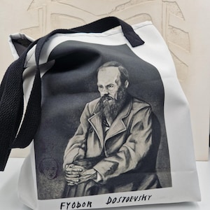 Dostoevsky Tote Bag, Literary Totes, Bookish Gift, Book Merch, Fyodor Dostoevsky