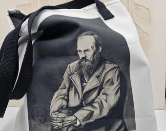 Dostojevskij-tygväska, litterära väskor, boklig present, bokmerchandise, Fjodor Dostojevskij