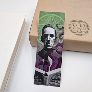 H P Lovecraft Bookmark, Horror Bookmarks, 2-sided Illustrated Premium Quality