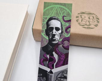 H P Lovecraft Bookmark, Horror Bookmarks, 2-sided Illustrated Premium Quality