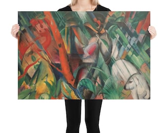 Abstract-Impressionist Art-Animals-In-the-rain-Franz-MArc-Painting-Poster-Print-Wall Hanging-Home Decor-Interior Design