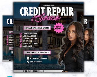 Credit Repair Services Flyer, Credit Repair Flyer Design, Credit Restoration, Credit Specialist Flyer,  Premade Consultation Service Flyer