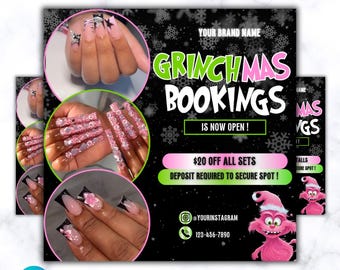December Booking Flyer, December Bookings, Christmas Nail Booking Flyer, December Nail Flyer Template, December Appointments, Holiday Nail