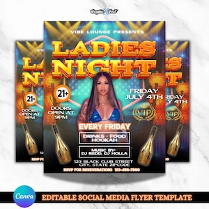 Ladies Night Club Flyer Template, Ladies Night Event Flyer, Party Flyer, DJ Party, Night Club Event Social Media Flyer, Party Promoter