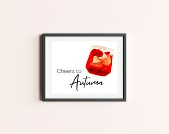 Cheers to Autumn Digital Art Print | Fall Decor | Minimalist | Instant Download | Digital Art | Digital Download