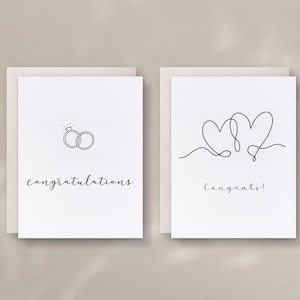 Tarjetas de boda imprimibles / Tarjetas sencillas para despedida de soltera / Tarjetas de felicitación digitales / Tarjeta para novios / Tarjeta de felicitación para boda.
