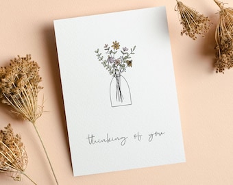 Printable Thinking of You Greeting Cards | Digital With Sympathy Card | Bereaved Grief cards | Simple Floral Card | Get Well Card.