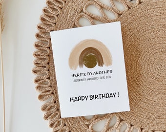 Printable Birthday Card | Digital Happy Birthday Card for Her | Cute Bday Card | Instant Download Girl Greeting Cards | Boho Rainbow Card.