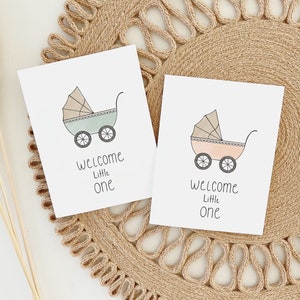 Afdrukbare welkomstbabykaart | Jongens- of meisjeskaart | Digitale babyshowerkaart | Nieuwe babykaart | Kinderwagenkaart | Aankomstkaart baby.