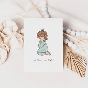 Prayer card printable, baby prayer greeting card, digital download, answered prayer baby, time to pray, prayer art, baptism girl card.