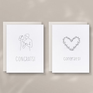 Printable Wedding Couple Greeting Cards | Simple Line Bridal Shower Card | Congratulations Card for Bride and Groom | Heart Congrats Card.