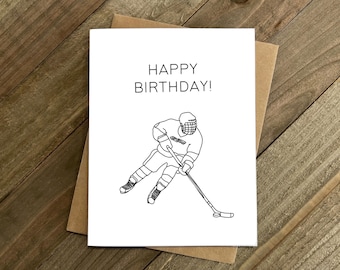Hockey Birthday Card Printable | Sports Birthday Card for Him | Digital Download | Minimalist Hockey Greeting Card | Instant Download