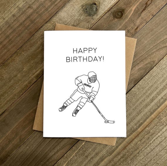 Hockey Birthday Card Printable | Sports Birthday Card for Him | Digital Download | Minimalist Hockey Greeting Card | Instant Download