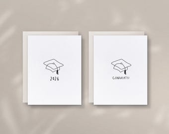 Printable Graduation Cards, Class of 2026, Minimalist Congrats Cards (Instant Download)