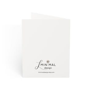 May include: A white card with a simple black and gray floral design and the text "minimal design" and the website "imminimaldesign.etsy.com".