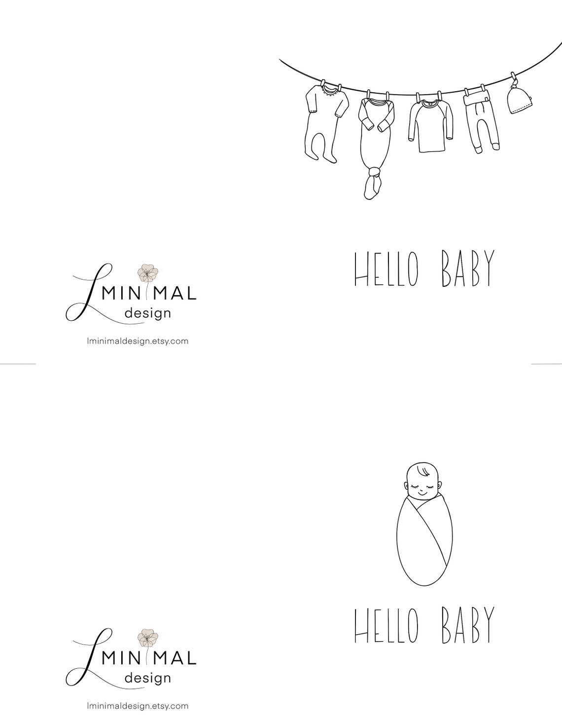Printable Baby Shower Card, New Baby Card, Instant Download, Hello Baby, Card for New Mom