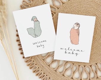 Printable welcome baby greeting card, baby shower card, print at home, new baby card, instant download, card for new mom, cute baby girl boy