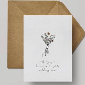 Printable Wedding Greeting Cards | Blessings on your Wedding Day | Digital Card | Botanical Flower Bouquet | Congratulations on your Wedding
