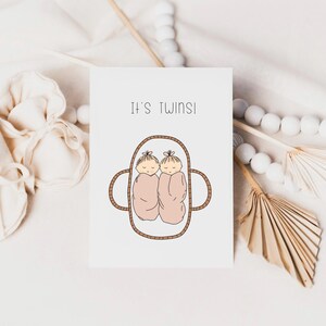Twin Girls Baby Shower Card Printable, Willkommen Baby Mädchen Zwillinge Karte, Neue Mutter der Zwillinge Karte, Schwangerschaft Karte, Erwartet Karte, digitaler Download