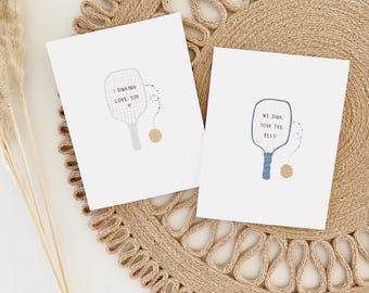 Pickleball Card Bundle Printable, Funny Sports Greeting Cards, Pickleball Gift for Dad, Paddle Card Set, Instant Download