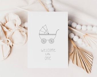 Neutral Baby Shower Card Printable, Welcome Baby Card, Print at home, New Baby Card, pregnancy card, Expecting Card, instant download.
