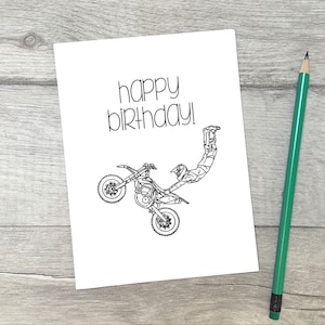 Dirtbike Geburtstagskarte zum Ausdrucken | Digitale Motorcross Geburtstagskarte | Kinder Geburtstag Karten | Karte für Junge | Bemalen Sie Ihre eigene Karte | Motorrad Karte.