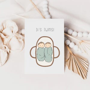 Twin Boy Baby Shower Card druckbare, Willkommen Baby Boy Zwillinge Karte, neue Babykarte, Schwangerschaft Karte, erwartet Karte, digitaler Download Babykarte.