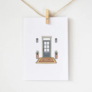 Afdrukbare Welcome Home-wenskaart | Digitale housewarmingkaart | Kaart voor nieuwe huiseigenaren | Voordeurkaart | Handgemaakte kaarten verplaatsen.