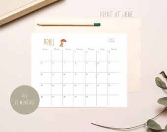 2026 Printable Calendar 8.5x11 | Minimalist Wall Calendar | Letter Size Digital Download | Monthly Planner | Home Office Decor