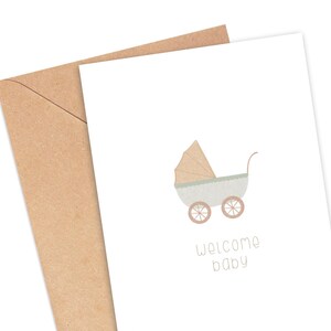 Boho welkomstbabykaart afdrukbaar | Genderneutrale babyshowerkaart | Digitale download nieuwe babykaart | Minimalistische babywenskaart afbeelding 2