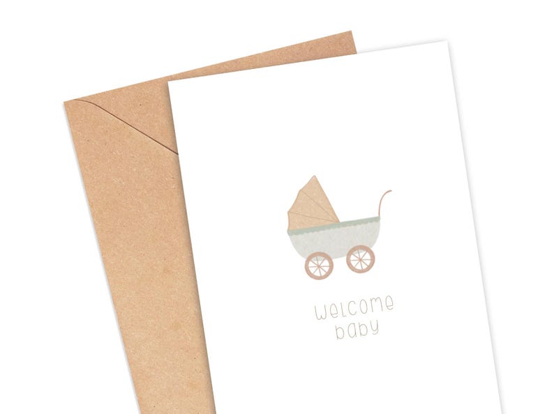 Boho welkomstbabykaart afdrukbaar | Genderneutrale babyshowerkaart | Digitale download nieuwe babykaart | Minimalistische babywenskaart afbeelding 2