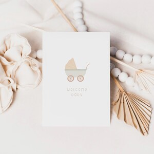 Boho welkomstbabykaart afdrukbaar | Genderneutrale babyshowerkaart | Digitale download nieuwe babykaart | Minimalistische babywenskaart afbeelding 8