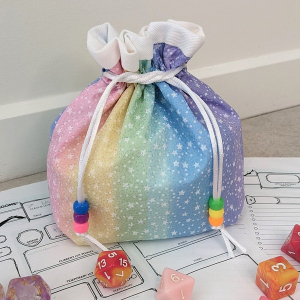 Glittery Rainbow Dice Bag