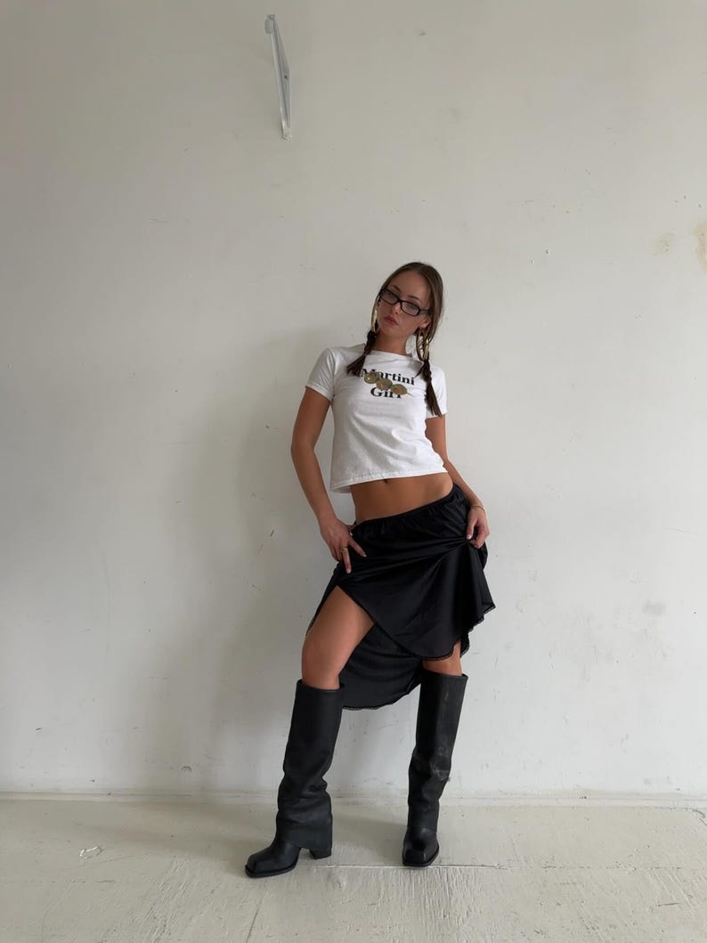 Martini Girl Baby Tee 90s Fitted Graphic Crop Top, Unique Slogan Tees