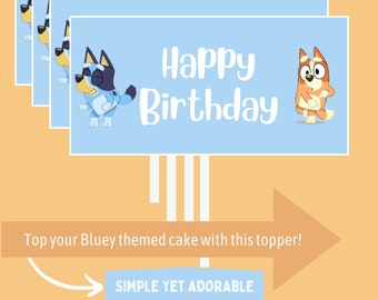 Minimalist Bluey cake topper - downloadable jpg file - printable topper