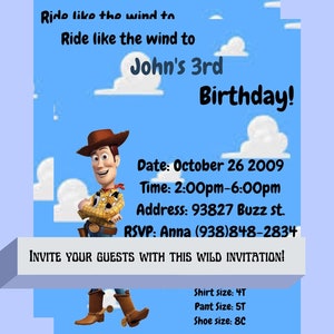 Minimalist Toy Story Woody invitation - downloadable pdf file - birthday party invitation - editable