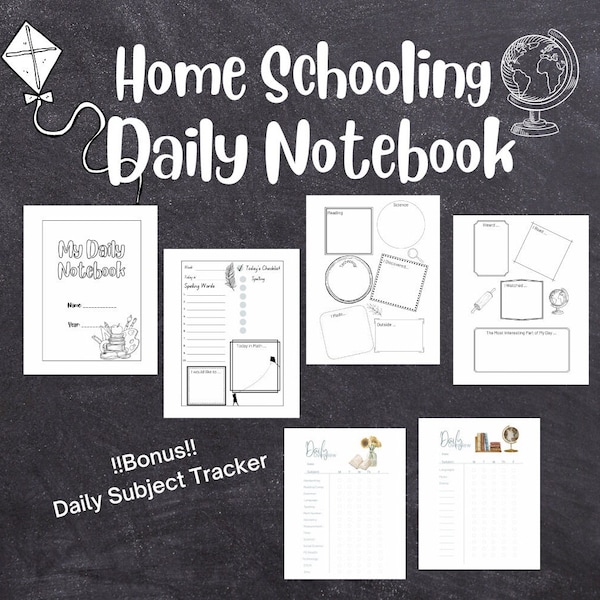 HOMESCHOOL DAILY NOTEBOOK! Printable Pages for your homeschooler to fill in and reflect on their day! Bonus Daily Subject Tracker!