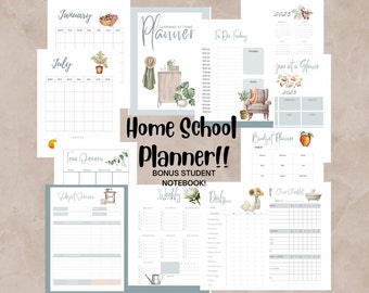 HOMESCHOOL PLANNER! Printable planner for Home educators. BONUS Student Daily Notebook for Elementary/Primary Schoolers!