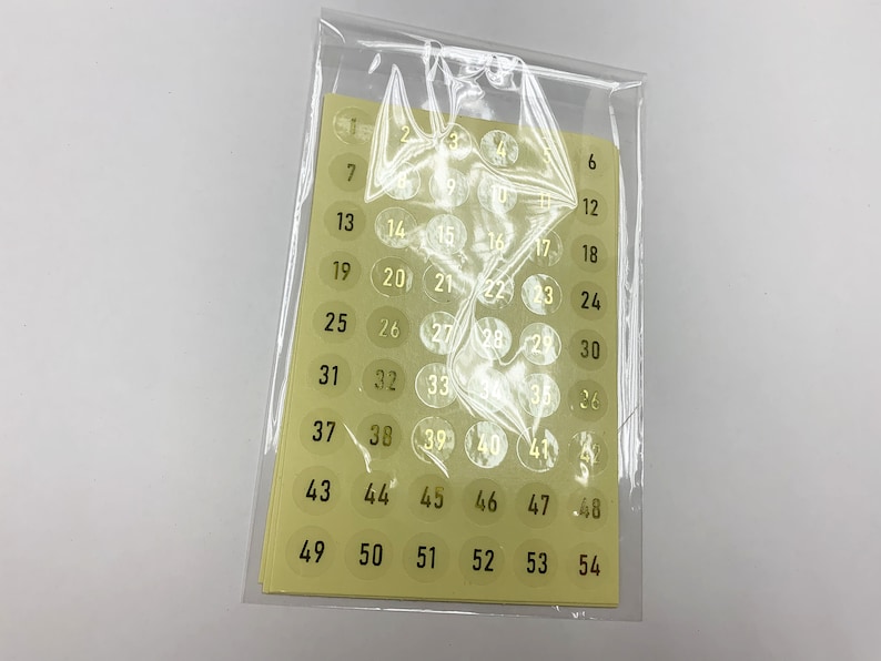 Gold Color Numbers Clear Stickers, 4 Sheets 1-54, 55-108, 109-162, 163 ...
