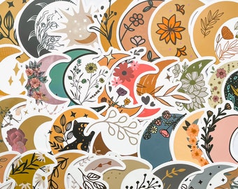 Moon Stickers! Waterproof Reusable VIYNL Stickers! Laptop Sticker Bottle Craft Journal Scrapbook Planner Luggage Sticker!