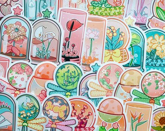 Bloemenstickers voor flessenplant, waterdichte vinylstickers (set van 10)
