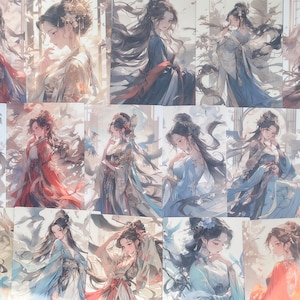 Dynasty Elegance Set di adesivi cinesi antichi Decalcomanie culturali per gli appassionati di storia Adesivi anime cinesi