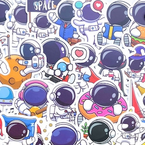 10 adorabili adesivi in vinile con astronauta, adesivi carini per lo spazio, adesivi per laptop, adesivi per bottiglie d'acqua, decorazioni per la cameretta dei bambini