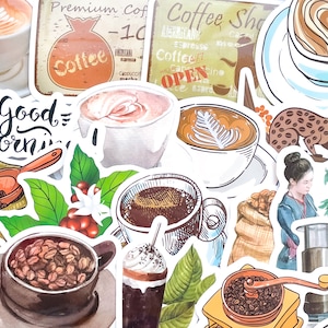 Coffee Love Vinyl Sticker Set Coffee Stickers Laptop Stickers Water Bottle Stickers Cafe Decor