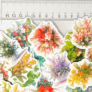 Pegatinas de acuarela para el manual de plantas: calcomanías creativas para hacer tú mismo para maletas, termos, cascos, refrigeradores y más