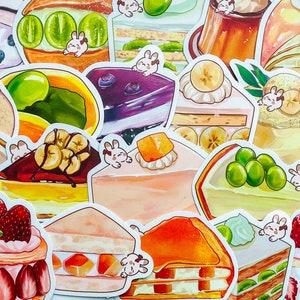 Ensemble de 10 stickers pour gâteaux et desserts, délices sucrés, autocollants fantaisistes pour les amateurs de desserts, rabbins